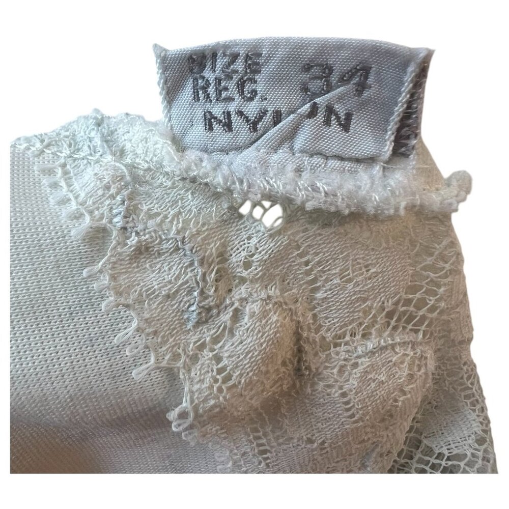 Vintage Komar Lingerie White Nylon Full Slip Size 34 Lace Trim Polka Dot Bodice - Picture 6 of 6